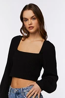 Rib-Knit Cropped Sweater