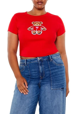 Plus Sequin Teddy Bear Baby Tee