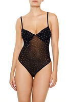 Rhinestone Mesh Thong Bodysuit