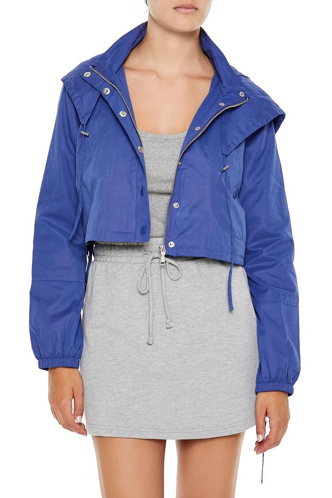 Drawstring Cropped Hooded Jacket