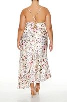 Plus Satin Floral Maxi Dress