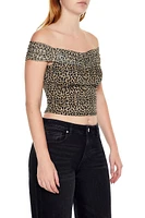 Cheetah Print Off-the-Shoulder Top