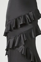 Chiffon Ruffle-Trim Maxi Skirt