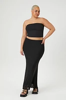 Plus Mesh Lettuce-Edge Maxi Skirt