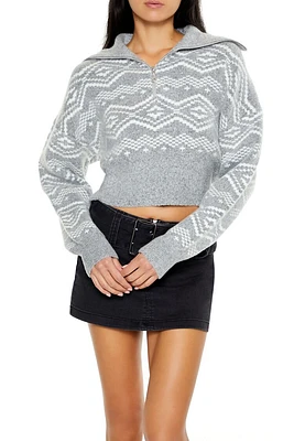 Geo Print Half-Zip Sweater