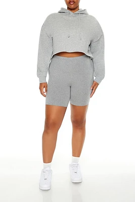 Plus Cotton-Blend Biker Shorts