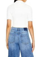 Sweater-Knit Mock Neck Top