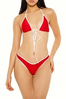 Contrast Front-Tie Triangle Bikini Top