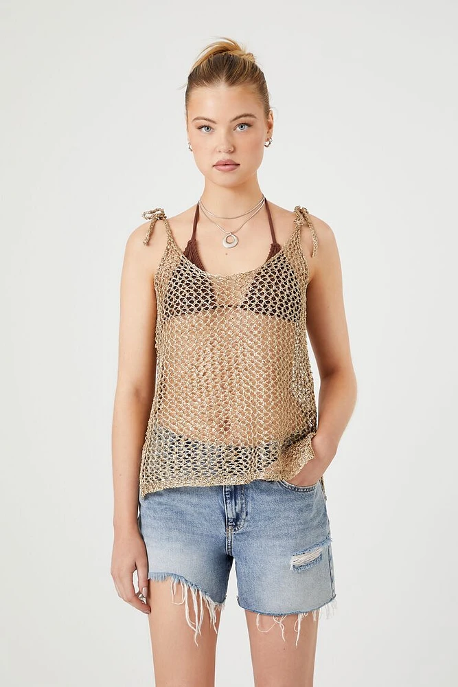 Sheer Metallic Crochet Cami