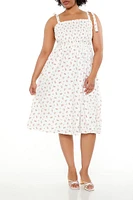 Plus Floral Tie-Strap Midi Dress