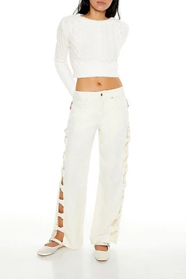 Bow Velvet Cutout Pants