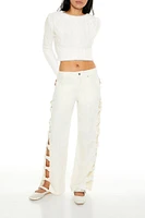 Bow Velvet Cutout Pants