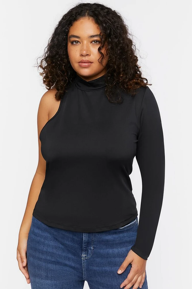 Plus One-Sleeve Cutout Top