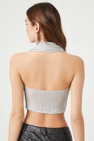 Cowl Glitter Knit Halter Top