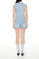 Rhinestone Chain-Trim Denim Shorts