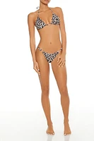 Leopard Double O-Ring Ruched String Bikini Bottoms