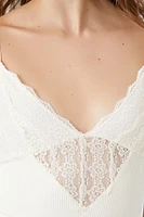 Ribbed Lace-Trim Cami Bodysuit