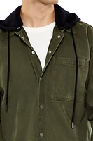 Hooded Curved-Hem Shacket