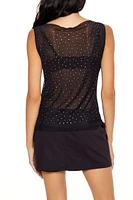 Mesh Rhinestone Sleeveless Top