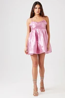 Metallic Bow Babydoll Dress