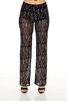 Glitter High-Rise Straight Pants