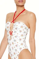 Romantic Floral Monokini One-Piece Swimsuit