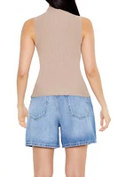 Ribbed Sleeveless Mock Neck Top