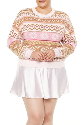 Plus Fair Isle Snowflake Cropped Sweater