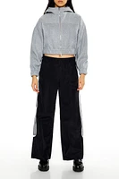 Cropped Funnel-Neck Zip-Up Hoodie
