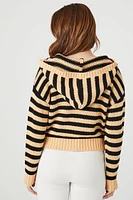 Striped Hooded Half-Zip Sweater