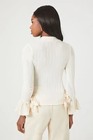 Ribbed Ruffle-Trim Top