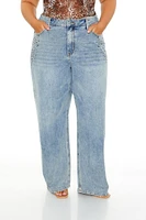 Plus Studded High-Rise Jeans