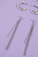 Rhinestone Hoop & Drop Earring Set