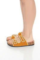 Embroidered Dual-Strap Sandals