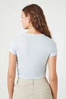 Mineral Wash Ruched Cropped Tee