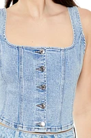 Denim Button-Up Tank Top