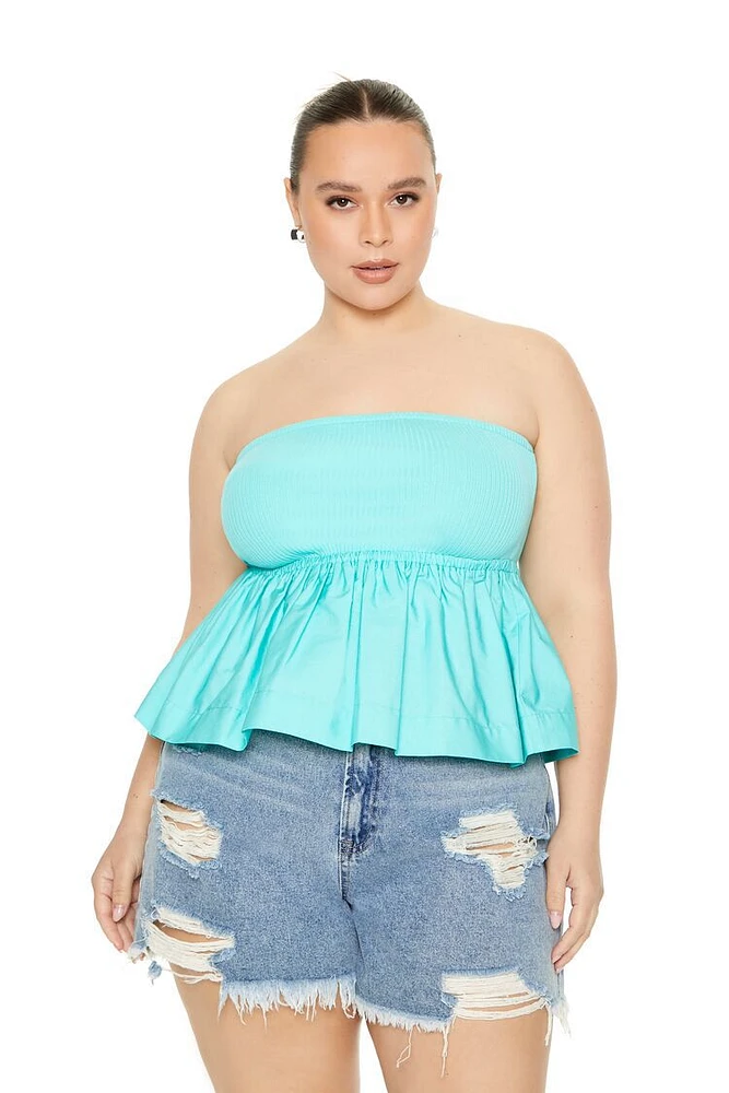 Plus Strapless Peplum Top