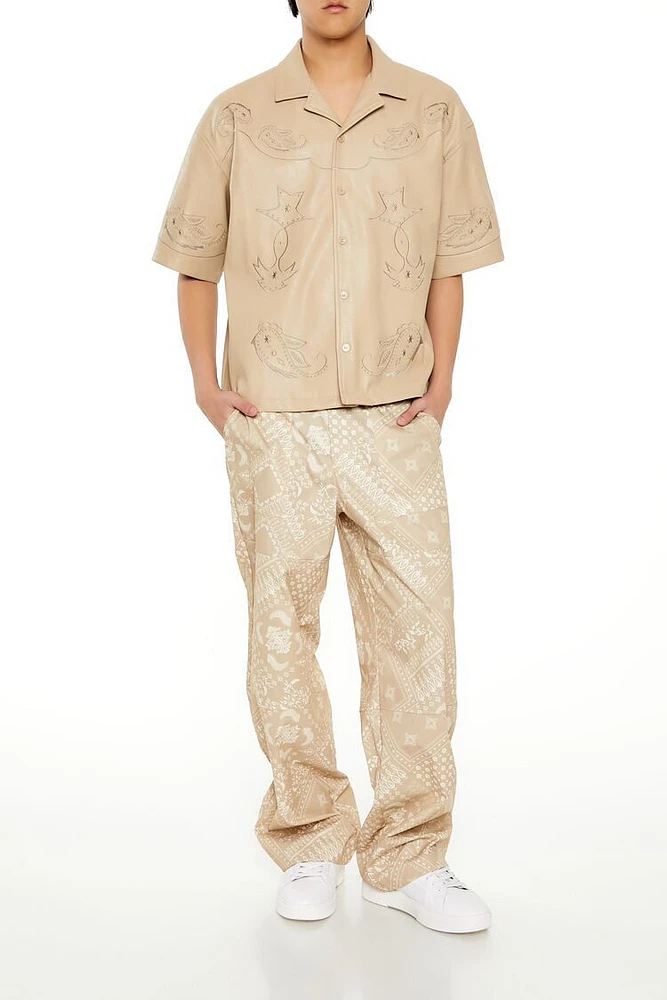 Paisley Mid-Rise Baggy Pants