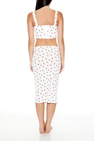 Cherry Print Slip Midi Skirt