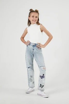 Girls Distressed Butterfly Jeans (Kids)