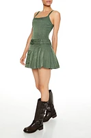 Pleated Cargo Mini Dress