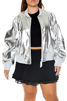 Plus Metallic Bomber Jacket