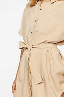 Tie-Waist Mini Shirt Dress