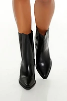 Faux Leather Pointed-Tie Booties