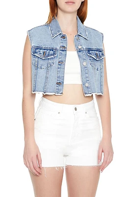 Cropped Boxy Denim Vest