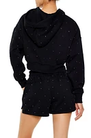 Active Rhinestone Cropped Hoodie