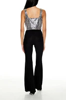 Glitter High-Rise Flare Pants