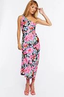 Floral One-Shoulder Cutout Dress