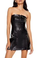 Faux Leather Tube Mini Dress