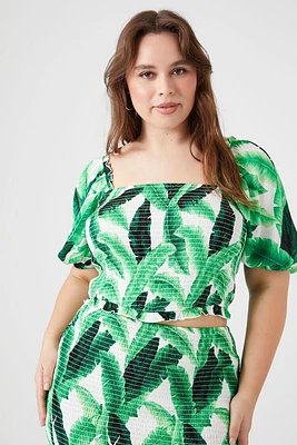 Plus Tropical Leaf Print Top